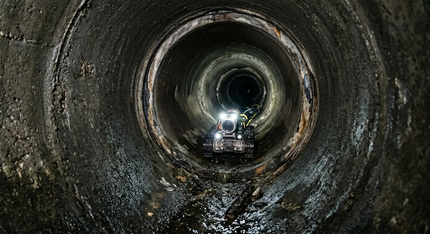 Robotic sewer camera inspecting pipe interior for Drain Snake Service in Marietta